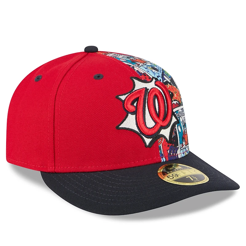 Casquette ajustée 59FIFTY basse New Era rouge/bleu marine Washington Nationals 2025 MLB Players' Weekend pour homme