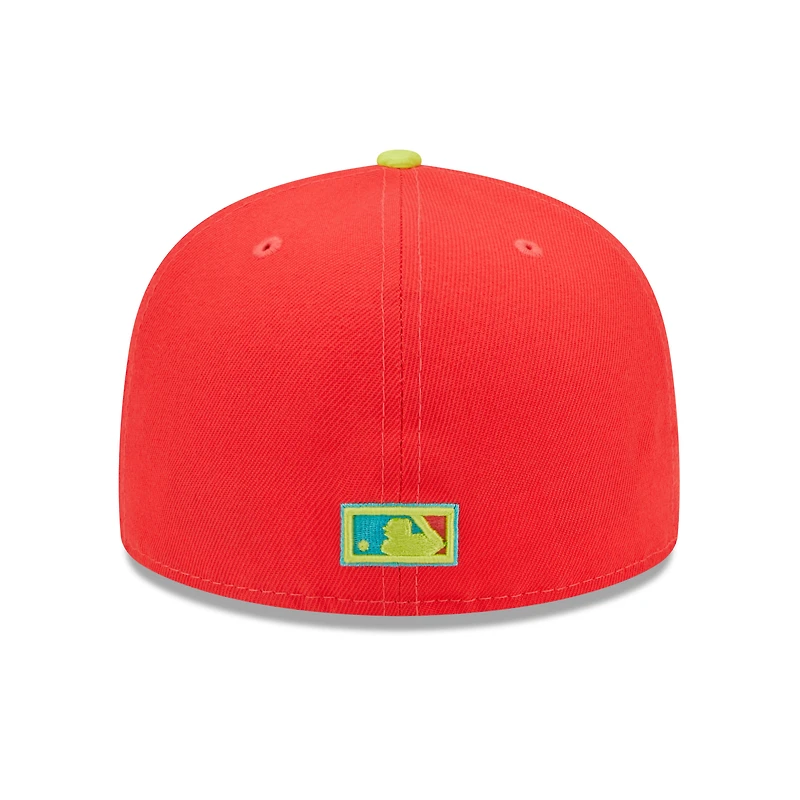 Casquette ajustée 59FIFTY pour homme New Era rouge/vert fluo Washington Nationals 2008 Inaugural Season Lava Highlighter Combo