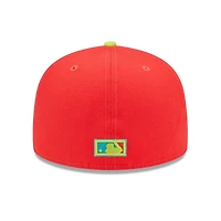 Casquette ajustée 59FIFTY pour homme New Era rouge/vert fluo Washington Nationals 2008 Inaugural Season Lava Highlighter Combo