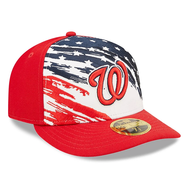 Casquette ajustée 59FIFTY à profil bas des Nationals de Washington 2022 du 4 juillet New Era pour homme, rouge