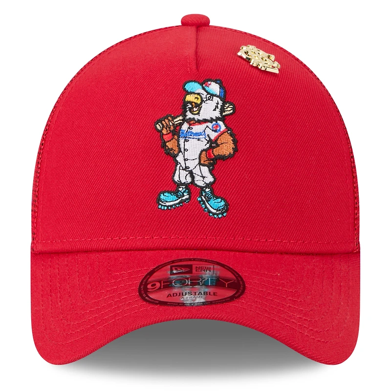 Casquette camionneur ajustable 9FORTY Big League Chew A-Frame 2025 des Nationals de Washington New Era pour homme, rouge