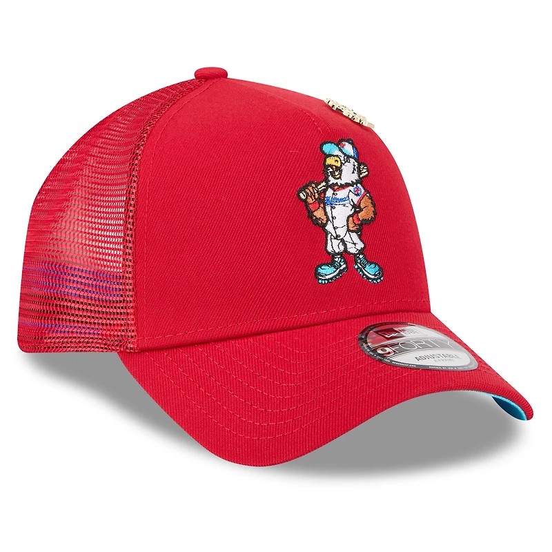 Casquette camionneur ajustable 9FORTY Big League Chew A-Frame 2025 des Nationals de Washington New Era pour homme, rouge