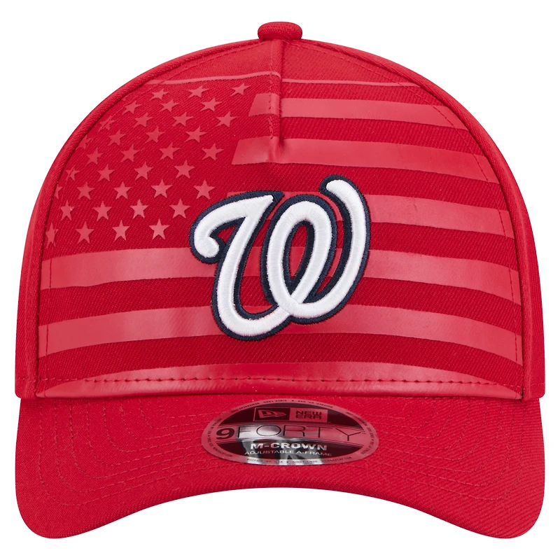 Casquette ajustable New Era 9FORTY M-Crown A-Frame pour homme, motif drapeau américain, rouge