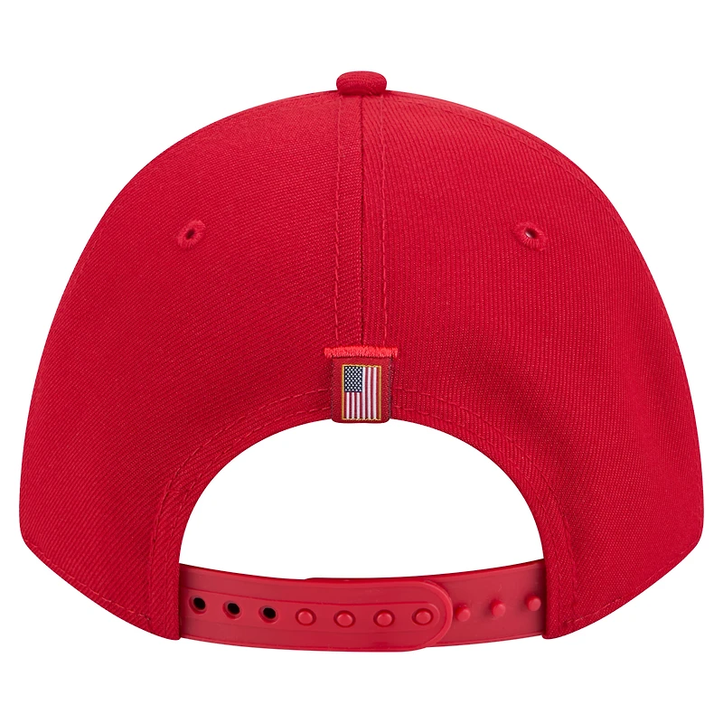Casquette ajustable New Era 9FORTY M-Crown A-Frame pour homme, motif drapeau américain, rouge