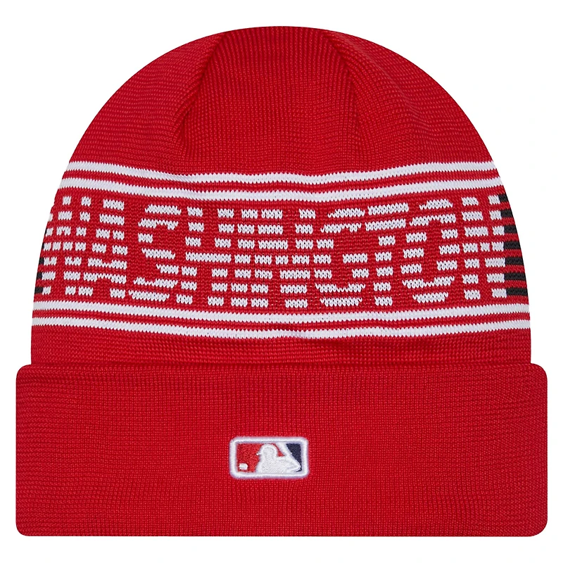 Bonnet en tricot à revers rouge de la collection Authentic des Washington Nationals de New Era pour homme