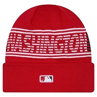 Bonnet en tricot à revers rouge de la collection Authentic des Washington Nationals de New Era pour homme