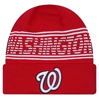 Bonnet en tricot à revers rouge de la collection Authentic des Washington Nationals de New Era pour homme