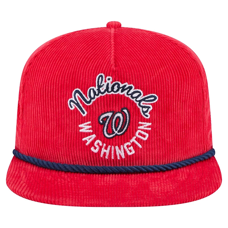 Men's New Era  Red Washington Nationals Full Circle Corduroy Golfer Adjustable Hat