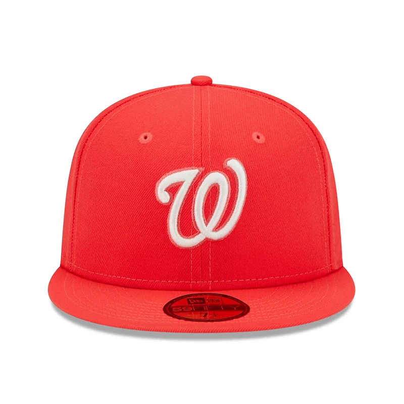Casquette ajustée 59FIFTY avec logo Lava Highlighter des Washington Nationals New Era pour homme, rouge