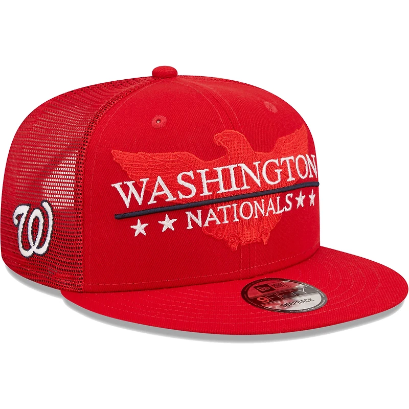 Casquette Snapback 9FIFTY Patriot Trucker rouge des Washington Nationals New Era pour homme