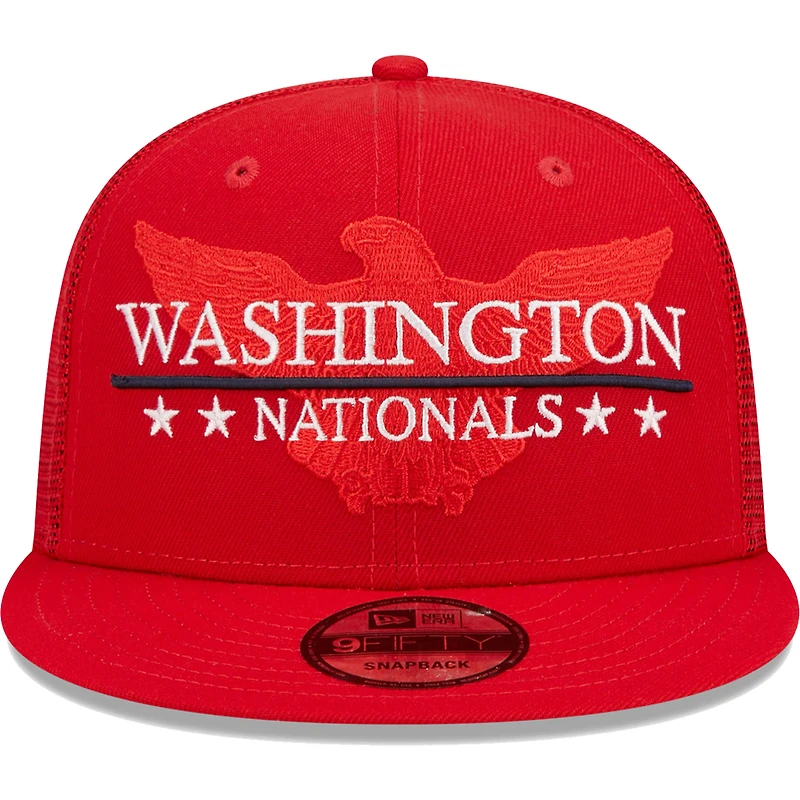 Casquette Snapback 9FIFTY Patriot Trucker rouge des Washington Nationals New Era pour homme