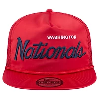 Casquette de golf ajustable rétro en satin rouge Washington Nationals pour homme New Era