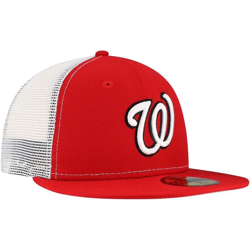 Casquette ajustée 59FIFTY Trucker couleur rouge de l'équipe des Nationals Washington pour hommes New Era