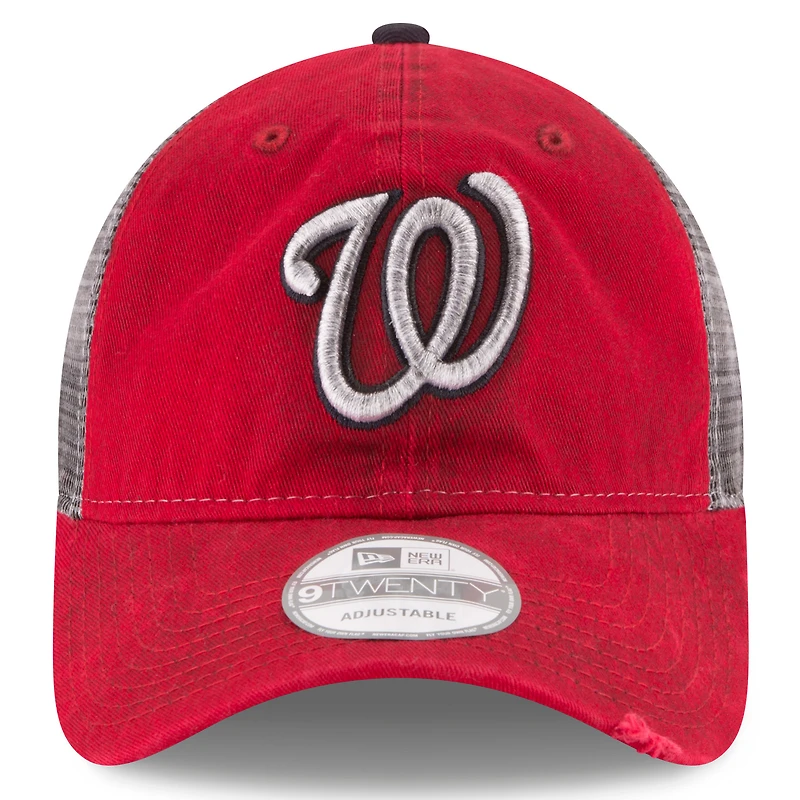 Men's New Era Red Washington Nationals Team Rustic 9TWENTY Trucker Adjustable Hat