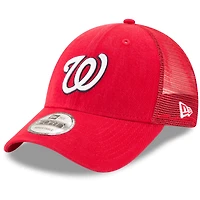 Men's New Era Red Washington Nationals Trucker 9FORTY Adjustable Snapback Hat