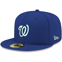 Casquette ajustée 59FIFTY blanche avec logo Royal Washington Nationals New Era pour homme