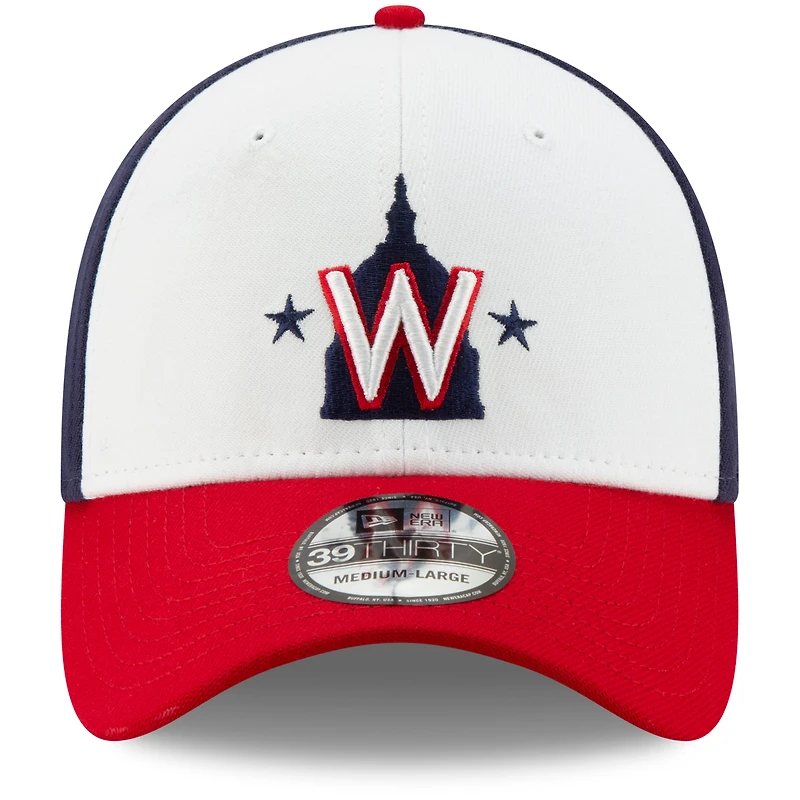 Casquette 39THIRTY Flex New Era pour homme des Washington Nationals Alternate 2 Team Classic, blanc/rouge