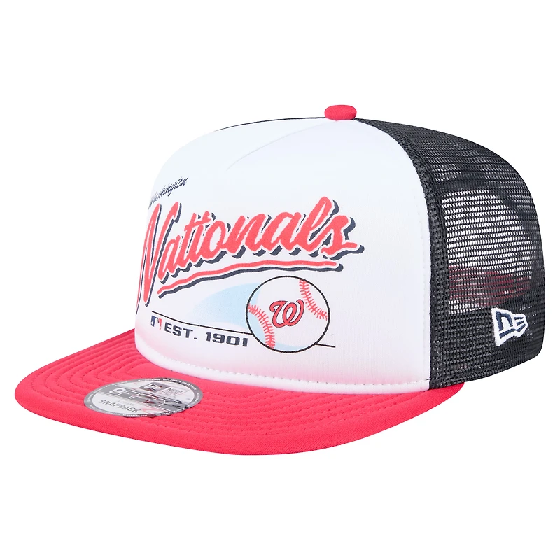 Casquette snapback New Era 9FIFTY blanche/rouge pour homme, motif rétro des Washington Nationals