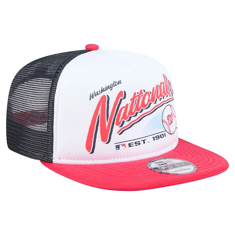 Men's New Era White/Red Washington Nationals Retro Script Trucker 9FIFTY Snapback Hat
