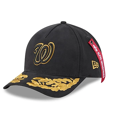 Men's New Era x Alpha Industries Olive Washington Nationals A-Frame 9FORTY Adjustable Hat