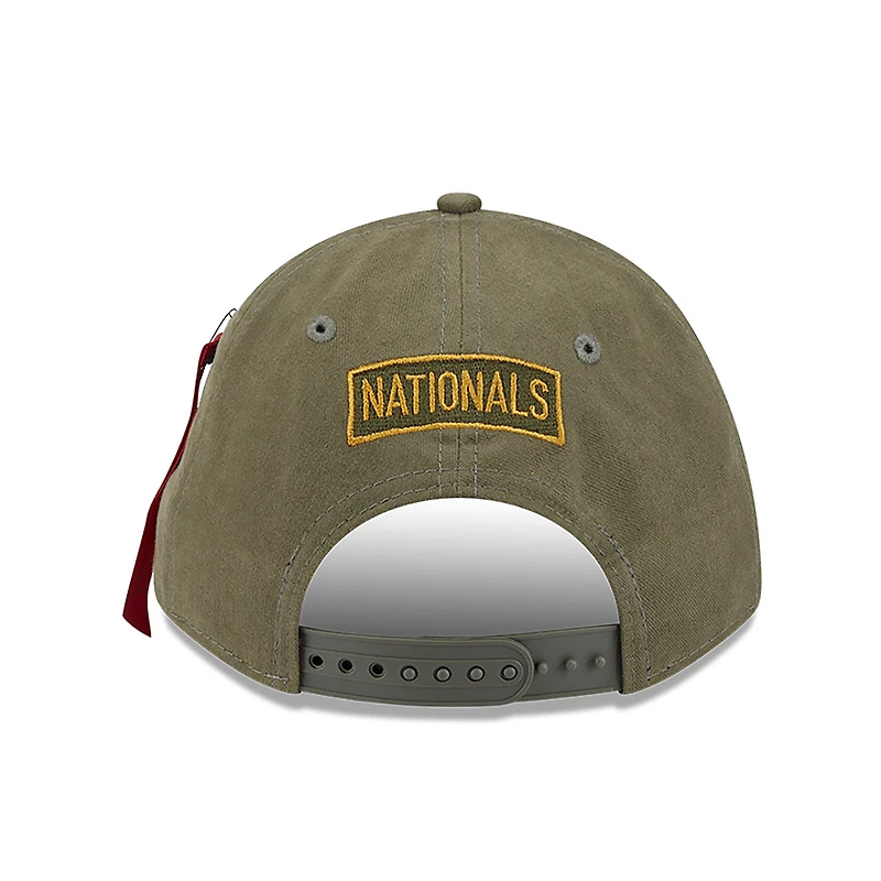 Men's New Era x Alpha Industries  Olive Washington Nationals A-Frame 9FORTY Adjustable Hat
