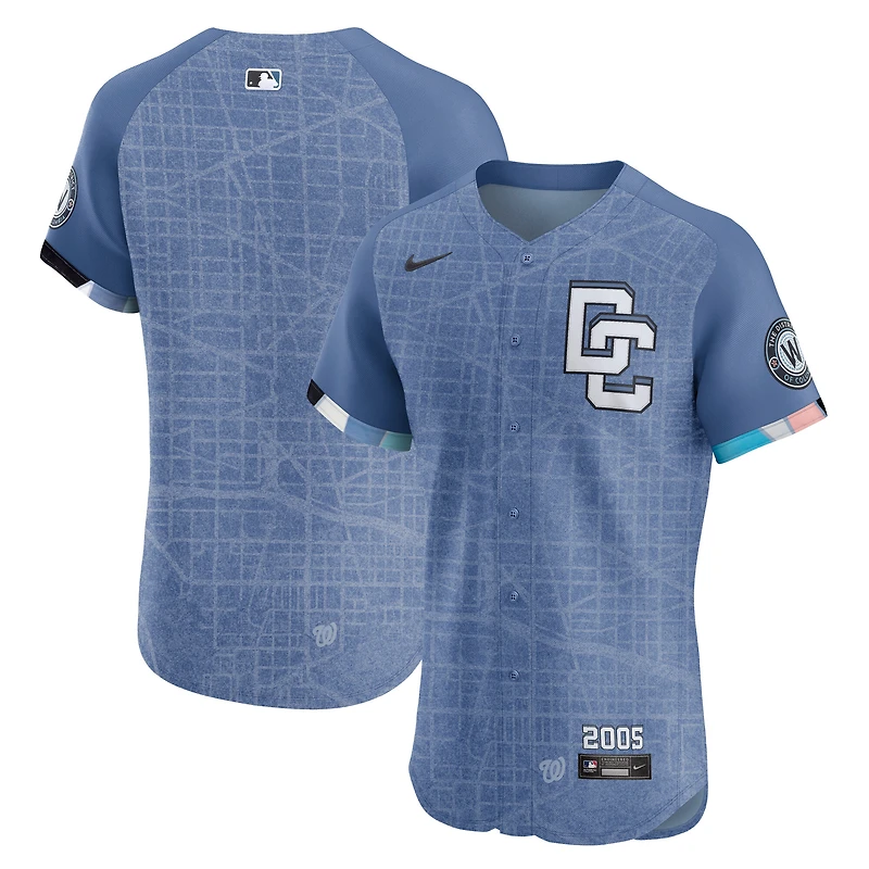 Maillot Nike bleu City Connect Elite 2025 des Washington Nationals pour homme