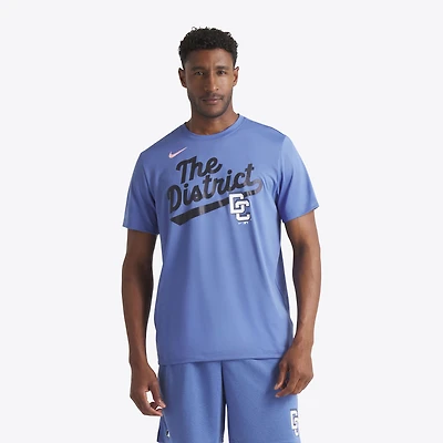 T-shirt Nike bleu pour homme, City Connect 2025, légende de l'équipe, performance avec phrase scripte