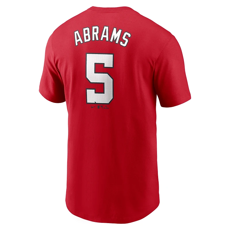 T-shirt Nike CJ Abrams rouge pour homme, avec nom et numéro Fuse des Washington Nationals