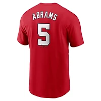 T-shirt Nike CJ Abrams rouge pour homme, avec nom et numéro Fuse des Washington Nationals