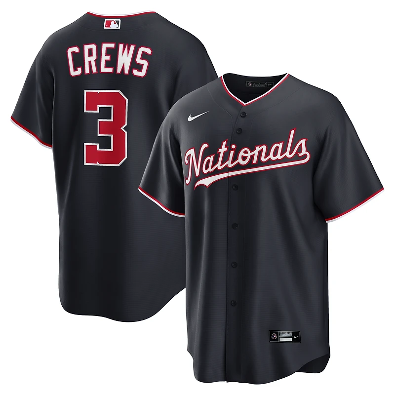 Maillot réplique alternatif Nike Dylan Crews bleu marine des Washington Nationals pour homme