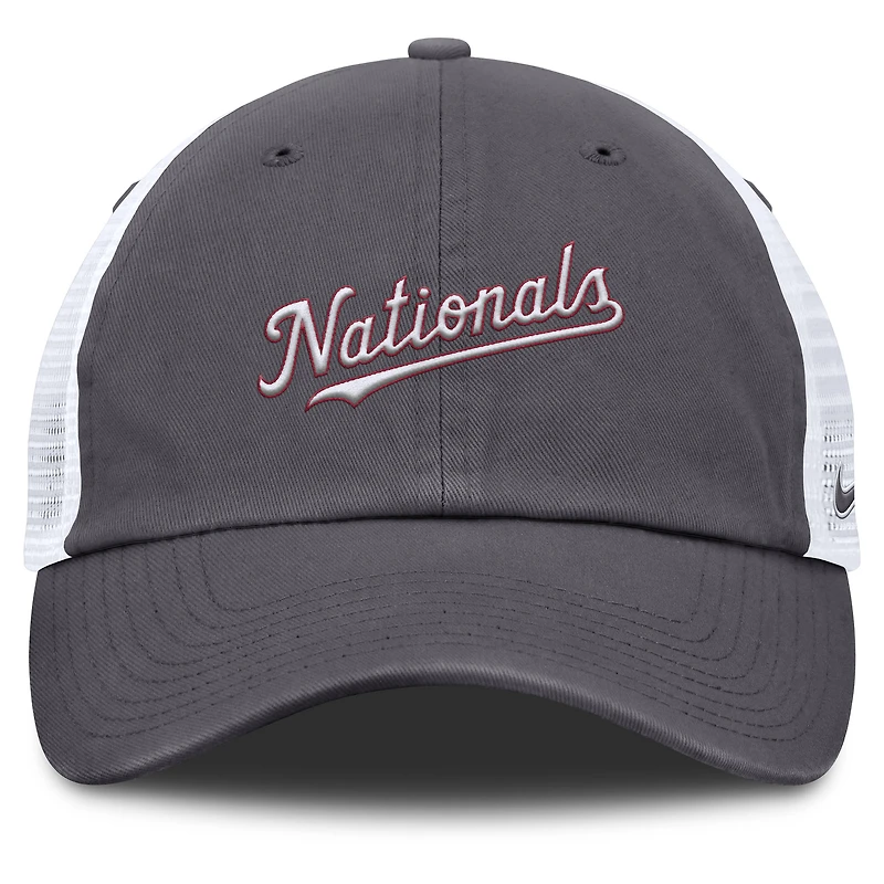 Men's Nike Gray Washington Nationals Wordmark Club Adjustable Trucker Hat