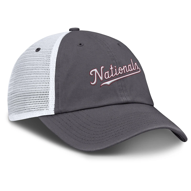 Casquette de camionneur ajustable Nike Washington Nationals Wordmark Club grise pour homme