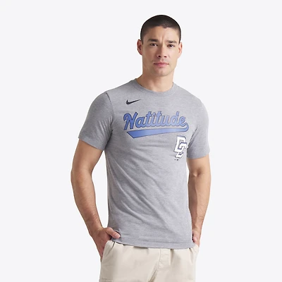 T-shirt Nike pour homme, coloris gris anthracite chiné, Washington Nationals, City Connect Script, mélange de trois matières.