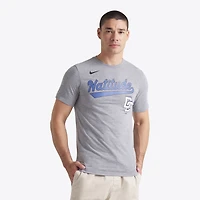 T-shirt Nike pour homme, coloris gris anthracite chiné, Washington Nationals, City Connect Script, mélange de trois matières.