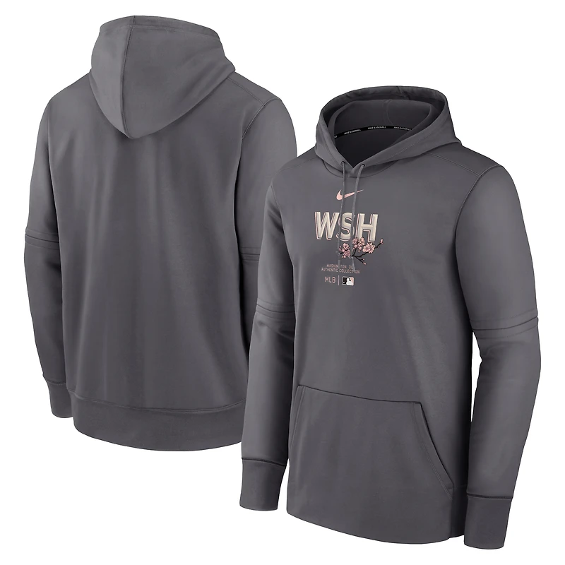 Sweat à capuche Nike City Connect Performance pour hommes, gris chiné, Washington Nationals Authentic Collection