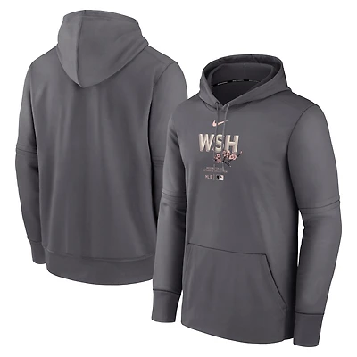 Men's Nike Heather Gray Washington Nationals Authentic Collection City Connect Performance Pullover Hoodie