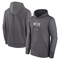 Men's Nike Heather Gray Washington Nationals Authentic Collection City Connect Performance Pullover Hoodie