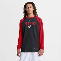 Sweat-shirt raglan Nike Dri-FIT Authentic Collection pour homme, bleu marine, Washington Nationals