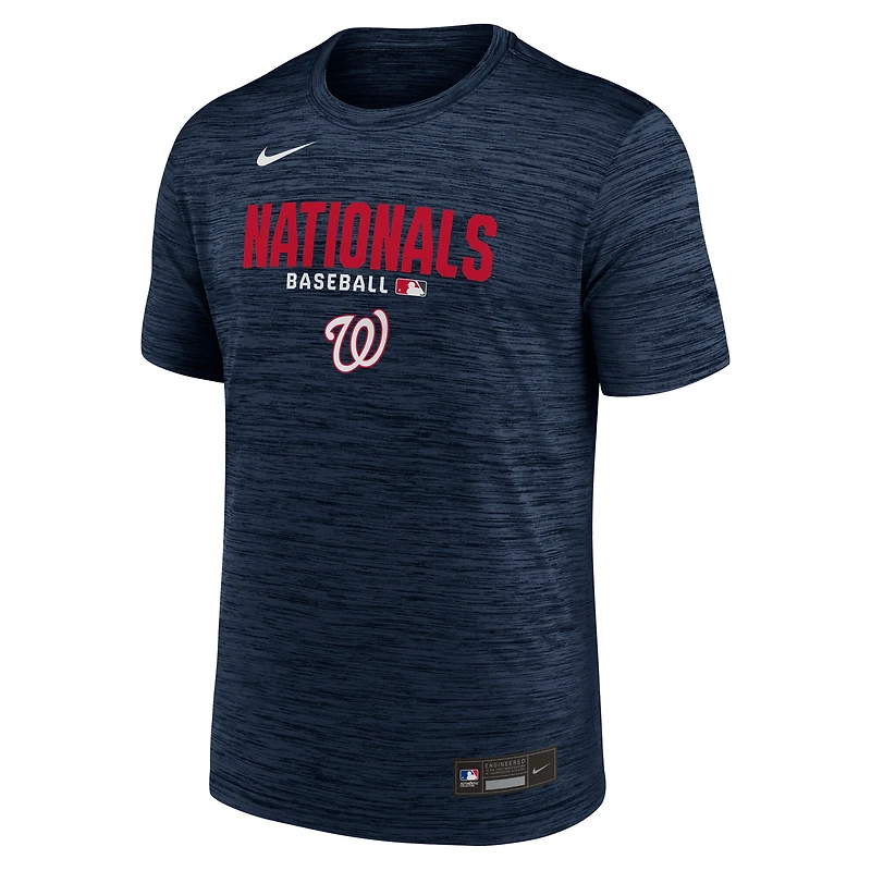 T-shirt Nike Velocity Dri-FIT Authentic Collection pour homme, bleu marine, Washington Nationals