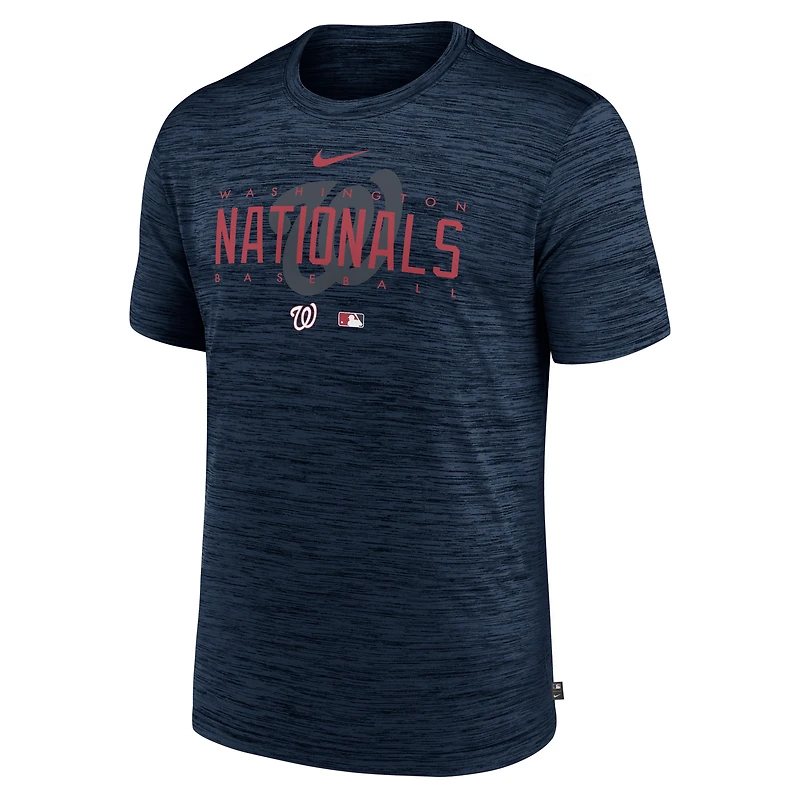 T-shirt d'entraînement Velocity Performance Nike pour homme, bleu marine, Washington Nationals Authentic Collection