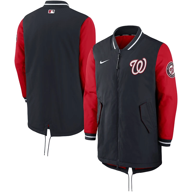 Veste entièrement zippée Nike pour hommes des Nationals de Washington Dugout Performance bleu marine