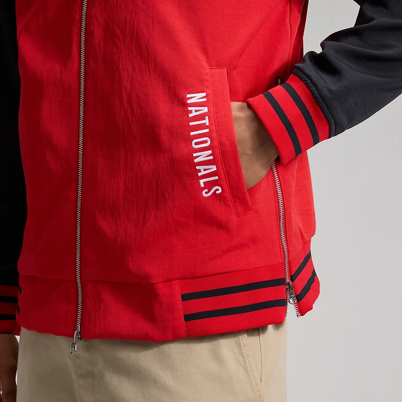 Men's Nike Red/Navy Washington Nationals Authentic Collection Dugout Relaxed Full-Zip Bomber Jacket