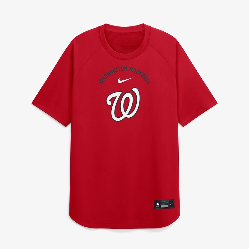 Men's Nike Red Washington Nationals Authentic Collection Batting Practice Pre-Game Raglan Dri-FIT Top