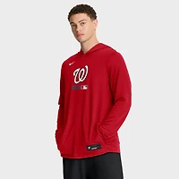 T-shirt à capuche manches longues Nike Red Washington Nationals Authentic Collection Dri-FIT pour homme