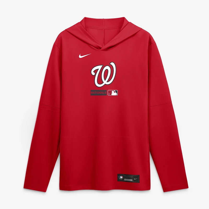 Men's Nike Red Washington Nationals Authentic Collection Dri-FIT Long Sleeve Hooded T-Shirt