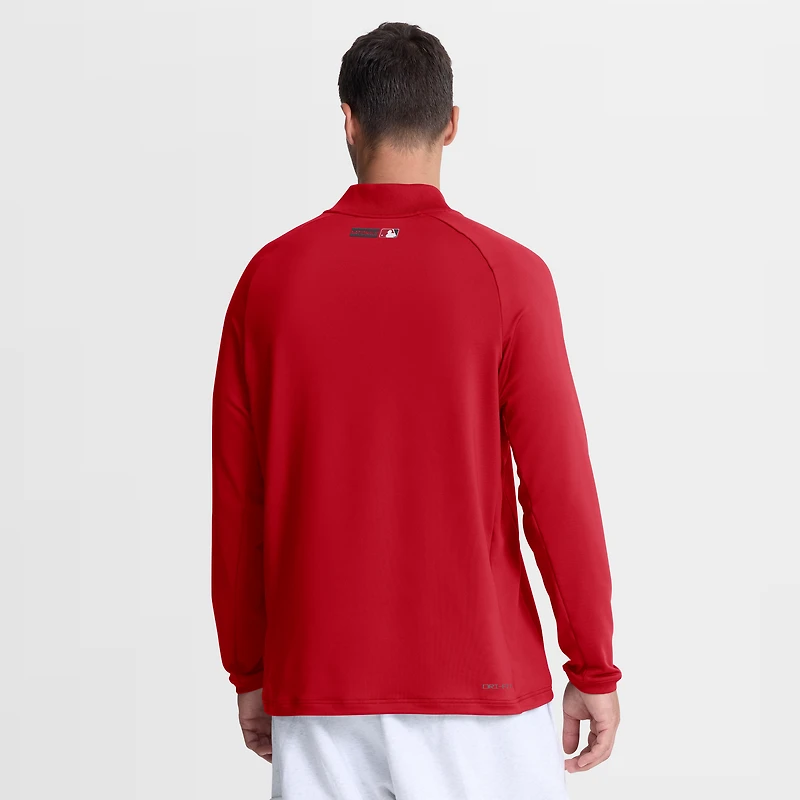Pull-over Nike Dri-FIT à demi-zip raglan, collection Authentic, rouge Washington Nationals, pour homme