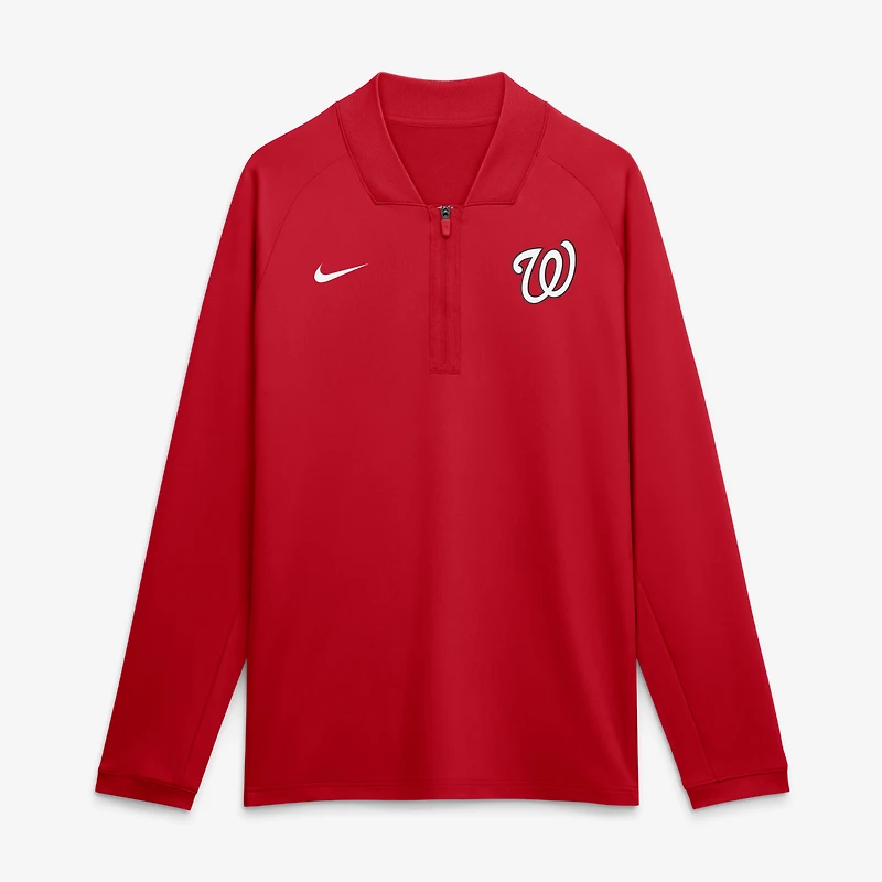 Men's Nike Red Washington Nationals Authentic Collection Dri-FIT Raglan Half-Zip Pullover