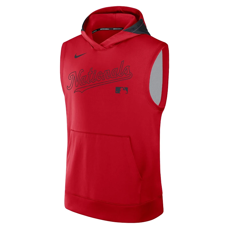 Sweat à capuche sans manches Nike Washington Nationals Authentic Collection Dri-FIT pour homme, rouge
