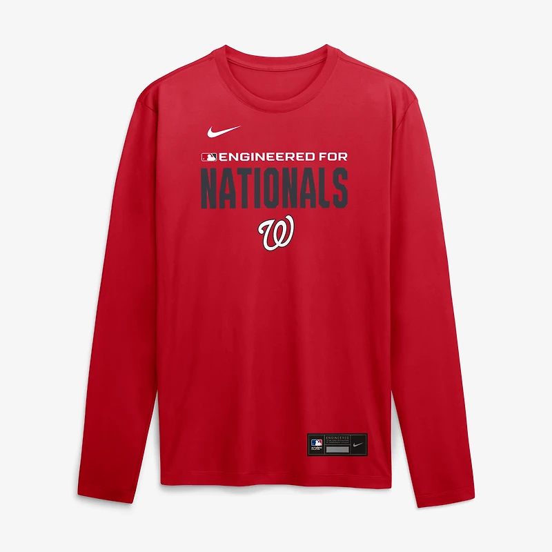 Men's Nike Red Washington Nationals Authentic Collection Legend Dri-FIT Long Sleeve T-Shirt