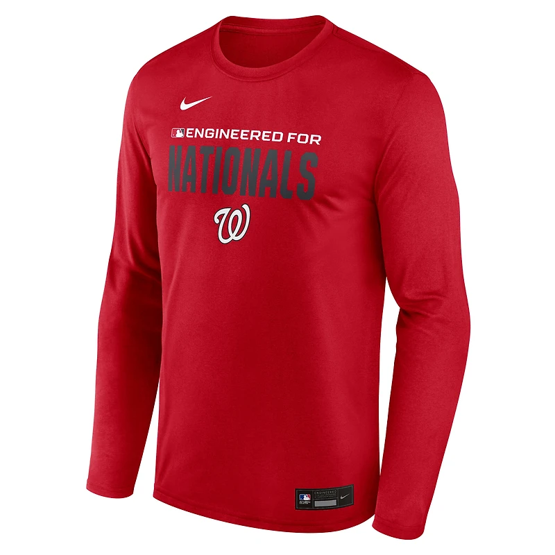 Men's Nike Red Washington Nationals Authentic Collection Legend Dri-FIT Long Sleeve T-Shirt